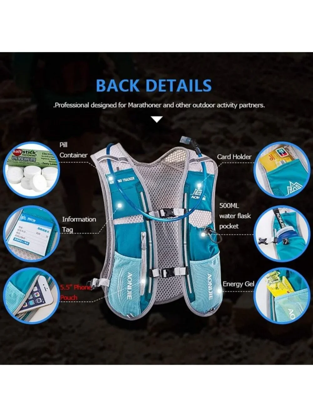 Lightweight Hydration Vest Pack 5L/5.5L for Running, Hiking, Jogging - Unisex